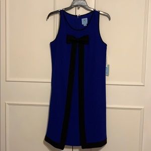 CeCe blue and black bow dress size 6 NWT